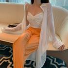 Plain Camisole Top / Chiffon Jacket / Wide-leg Pants