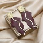Irregular Alloy Dangle Earring 1 Pair - Dark Coffee & Gold - One Size