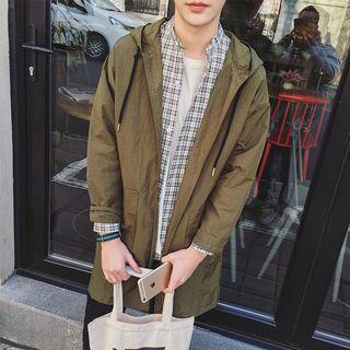 Hooded Open Front Long Light Jacket