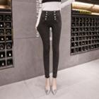 Cropped Double-breasted Skinny Jeans
