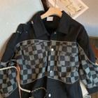 Checkered Panel Denim Jacket