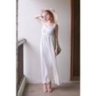 Spaghetti-strap Frilled-trim Long Dress