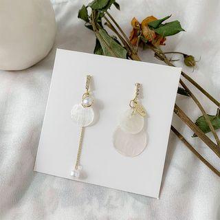 Non-matching Faux Stone Disc Drop Earring 1 Pair - As Shown In Figure - One Size