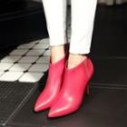 Genuine Leather High-heel Ankle Boots