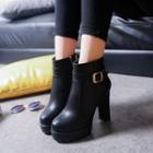 High Heel Buckled Ankle Boots