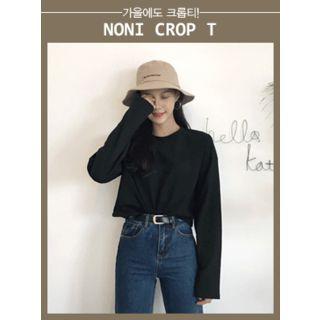 Crew-neck Long-sleeve Cropped T-shirt