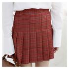 Plaid Accordion-pleat Mini Skirt