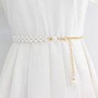 Faux Pearl Chain Belt White - One Size