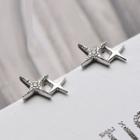 925 Sterling Silver Star Earrings 1 Pair - Stud Earrings - Black & White - One Size
