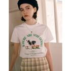 Letter Cow-printed T-shirt
