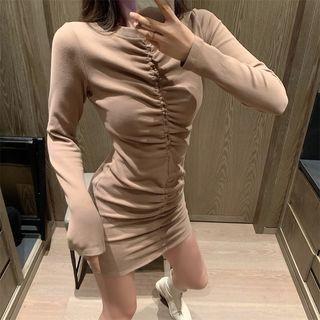 Ruched Long-sleeve T-shirt Mini Dress
