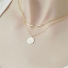 Disc Pendant Layered Necklace Necklace - Gold - One Size
