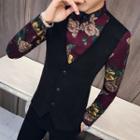 Mock Two-piece Print Panel Shirt