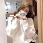 Cat Embroidered Turtleneck Loose-fit Sweater