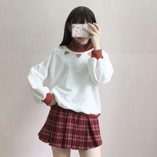 Long-sleeve Embroidered Cutout Top