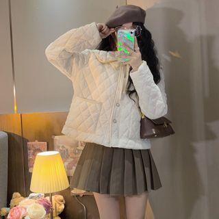 Collared Padded Jacket White - One Size
