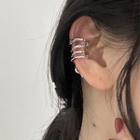 Layered Alloy Cuff Earring 1 Pc - Left Side - Silver - One Size