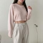 Dolman-sleeve Cropped Knit Top