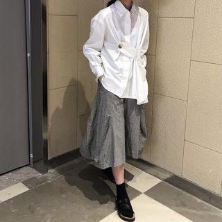 Plain Oversize Shirt / Checked Skort