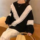 Ruffled Color-block Pullover