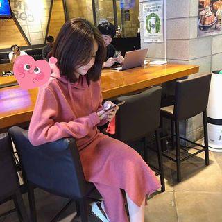 Set: Hooded Sweater + Knit Midi H-line Skirt