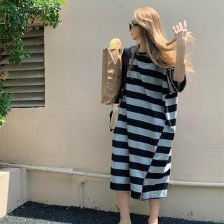 Striped Midi Shift Dress Stripe - One Size