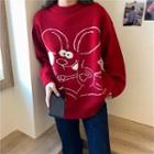 Mouse Jacquard Sweater Red - One Size