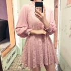 Smocked Flared Lace Minidress