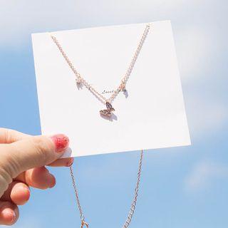 Butterfly Pendant Necklace Rose Gold - One Size