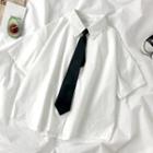 Neck Tie Short-sleeve Shirt White - One Size