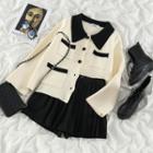 Color-block Cardigan / Pleated Skorts