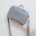 Faux Leather Crossbody Bag Light Blue - One Size