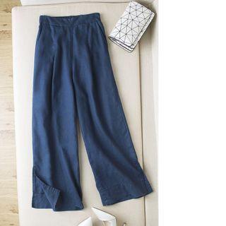 Slit Wide-leg Linen Pants