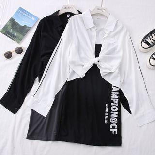 Set: Cropped Light Shirt + Lettering Tank Dress
