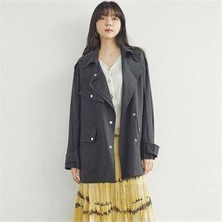 Snap-button Jacket With Belt