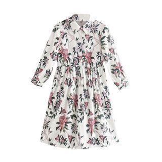 Flower Print Mini A-line Shirtdress