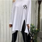 Long-sleeve Print Cut Out T-shirt