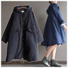 Hooded Drawstring Waist Parka