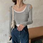 Col-shoulder Cropped T-shirt