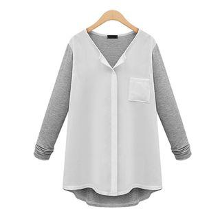 Mock-two-piece Long Sleeve Top