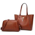 Set: Faux-leather Woven Tote + Cross Bag