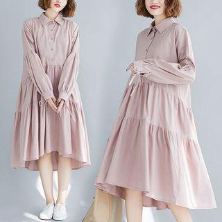 Long-sleeve High-low Shirt Dress