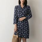 Wrap-front Floral Print Shirtdress