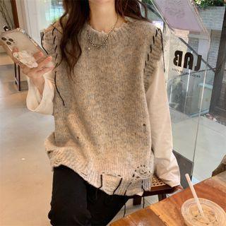 Stitching Sweater Vest / Long-sleeve T-shirt