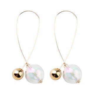 Glass & Metal Ball Dangle Earring As Shown In Figure - One Size