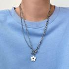 Flower Pendant Layered Stainless Steel Necklace