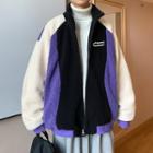 Stand Collar Color-block Fleece Jacket