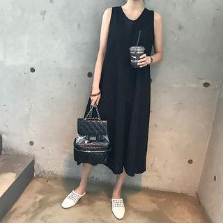 Cropped Wide-leg Linen Blend Jumpsuit