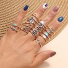 Set Of 19: Alloy Ring (assorted Designs) Gold & Silver - One Size