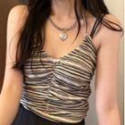Striped Halter Cropped Camisole Top Stripe - One Size